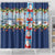 Merry Christmas Shower Curtain Funny Santa Claus Cards Photo and Polynesian Pattern Blue Color LT03