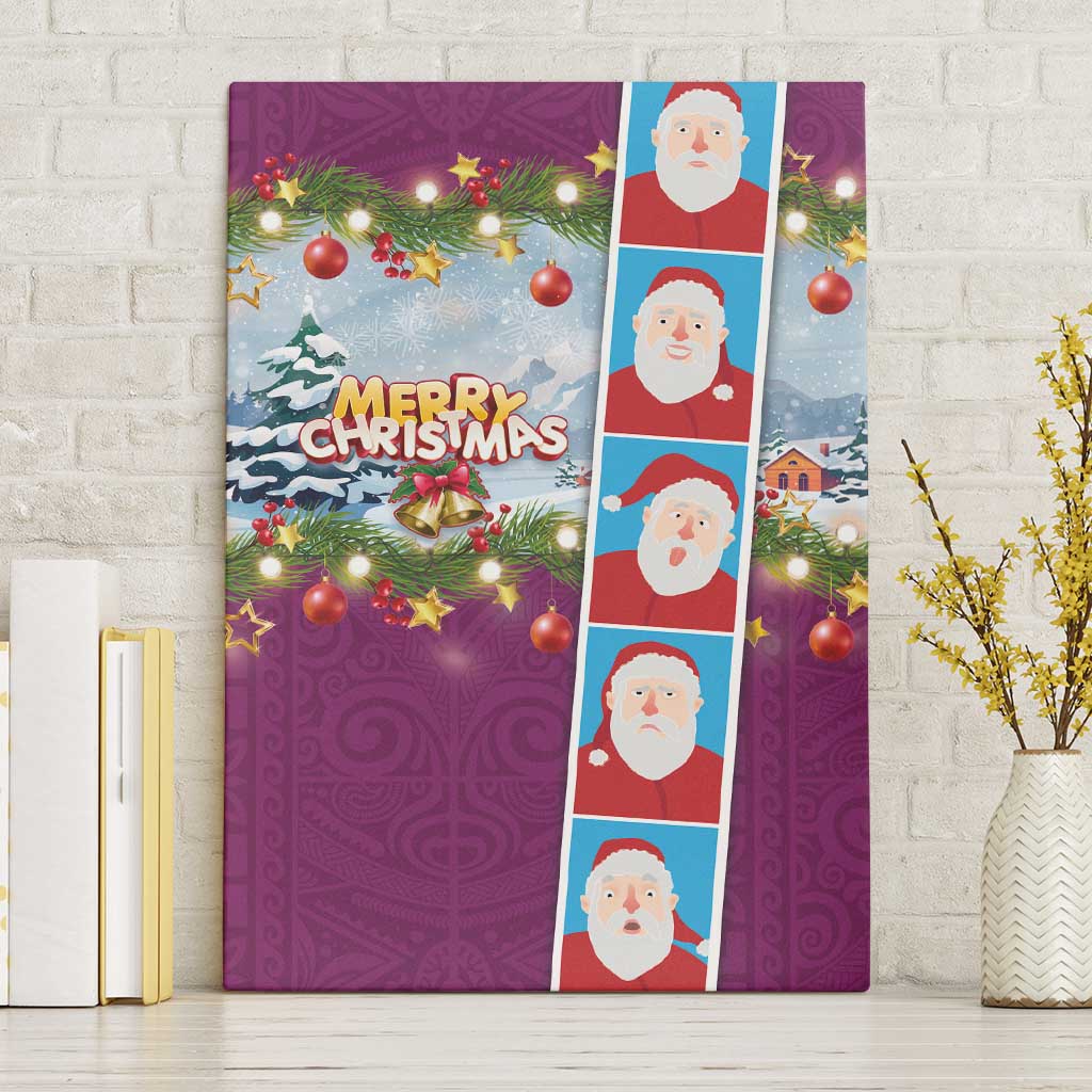 Merry Christmas Canvas Wall Art Funny Santa Claus Cards Photo and Polynesian Pattern Pink Color LT03 Without Frame Pink - Polynesian Pride