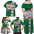 Merry Christmas Family Matching Off Shoulder Maxi Dress and Hawaiian Shirt Funny Santa Claus Cards Photo and Polynesian Pattern Green Color