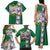 Merry Christmas Family Matching Tank Maxi Dress and Hawaiian Shirt Funny Santa Claus Cards Photo and Polynesian Pattern Green Color