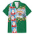 Merry Christmas Family Matching Tank Maxi Dress and Hawaiian Shirt Funny Santa Claus Cards Photo and Polynesian Pattern Green Color