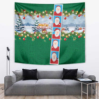 Merry Christmas Tapestry Funny Santa Claus Cards Photo and Polynesian Pattern Green Color LT03 Green - Polynesian Pride