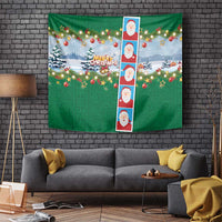 Merry Christmas Tapestry Funny Santa Claus Cards Photo and Polynesian Pattern Green Color LT03 - Polynesian Pride