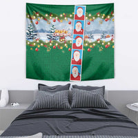 Merry Christmas Tapestry Funny Santa Claus Cards Photo and Polynesian Pattern Green Color LT03 - Polynesian Pride