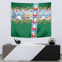Merry Christmas Tapestry Funny Santa Claus Cards Photo and Polynesian Pattern Green Color LT03 - Polynesian Pride