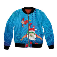 Hawaiian Santa Claus Snorkeling Bomber Jacket Kakau and Polynesian Pattern LT03 Unisex Blue - Polynesian Pride