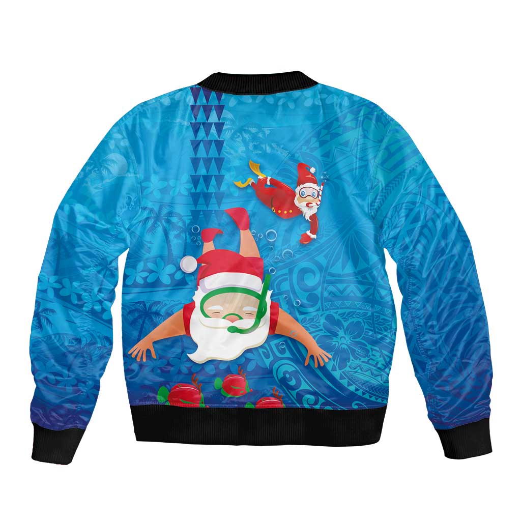 Hawaiian Santa Claus Snorkeling Bomber Jacket Kakau and Polynesian Pattern LT03 - Polynesian Pride