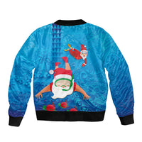 Hawaiian Santa Claus Snorkeling Bomber Jacket Kakau and Polynesian Pattern LT03 - Polynesian Pride