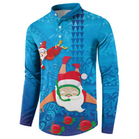 Hawaiian Santa Claus Snorkeling Button Sweatshirt Kakau and Polynesian Pattern LT03 - Polynesian Pride