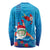 Hawaiian Santa Claus Snorkeling Long Sleeve Shirt Kakau and Polynesian Pattern