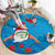 Hawaiian Santa Claus Snorkeling Round Carpet Kakau and Polynesian Pattern