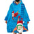 Hawaiian Santa Claus Snorkeling Wearable Blanket Hoodie Kakau and Polynesian Pattern