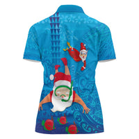 Hawaiian Santa Claus Snorkeling Women Polo Shirt Kakau and Polynesian Pattern LT03 - Polynesian Pride