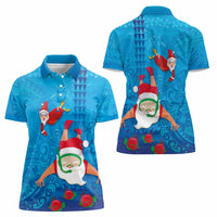 Hawaiian Santa Claus Snorkeling Women Polo Shirt Kakau and Polynesian Pattern LT03 - Polynesian Pride