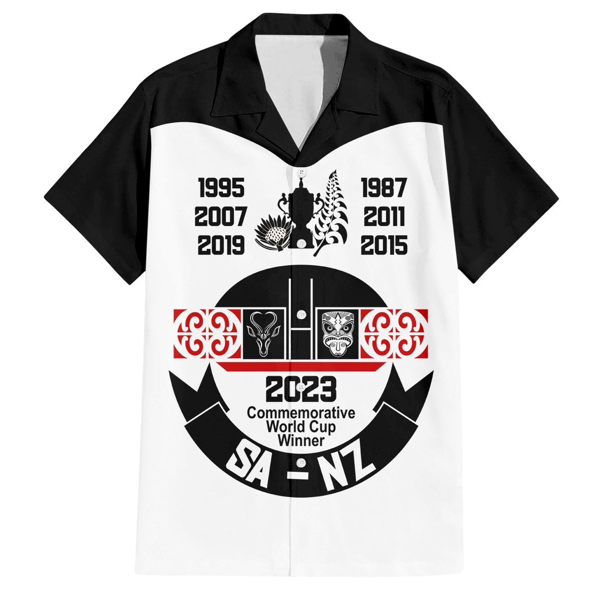 South Africa and New Zealand Hawaiian Shirt Champion History Go Final 2023 Vintage Style LT03 White - Polynesian Pride