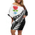 New Zealand Auckland Family Matching Off Shoulder Short Dress and Hawaiian Shirt Auckland's Emblem and Silver Ferns - Maori Art Tattoo