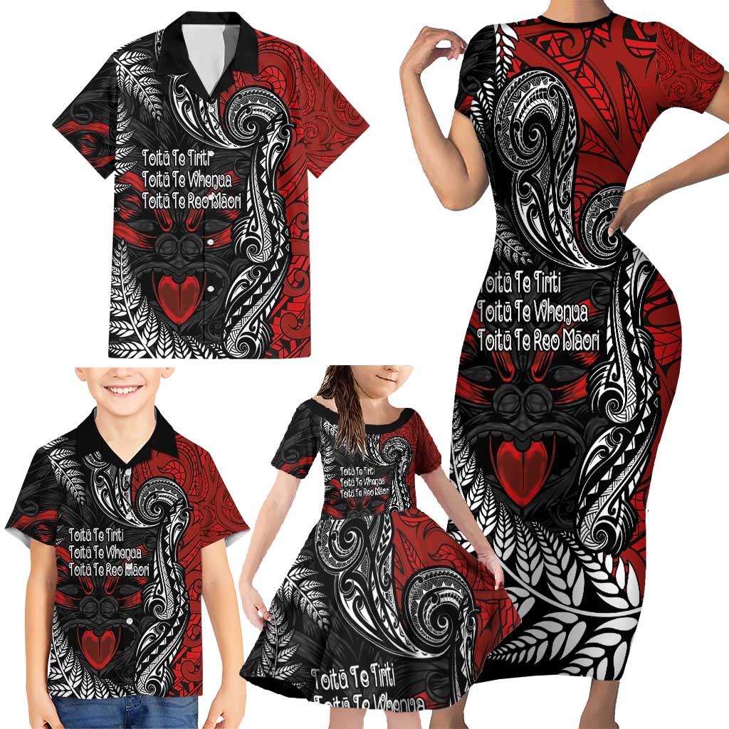 Aotearoa Toitu Te Tiriti Family Matching Short Sleeve Bodycon Dress and Hawaiian Shirt New Zealand Honour the Treaty - Te Tiriti Is Us