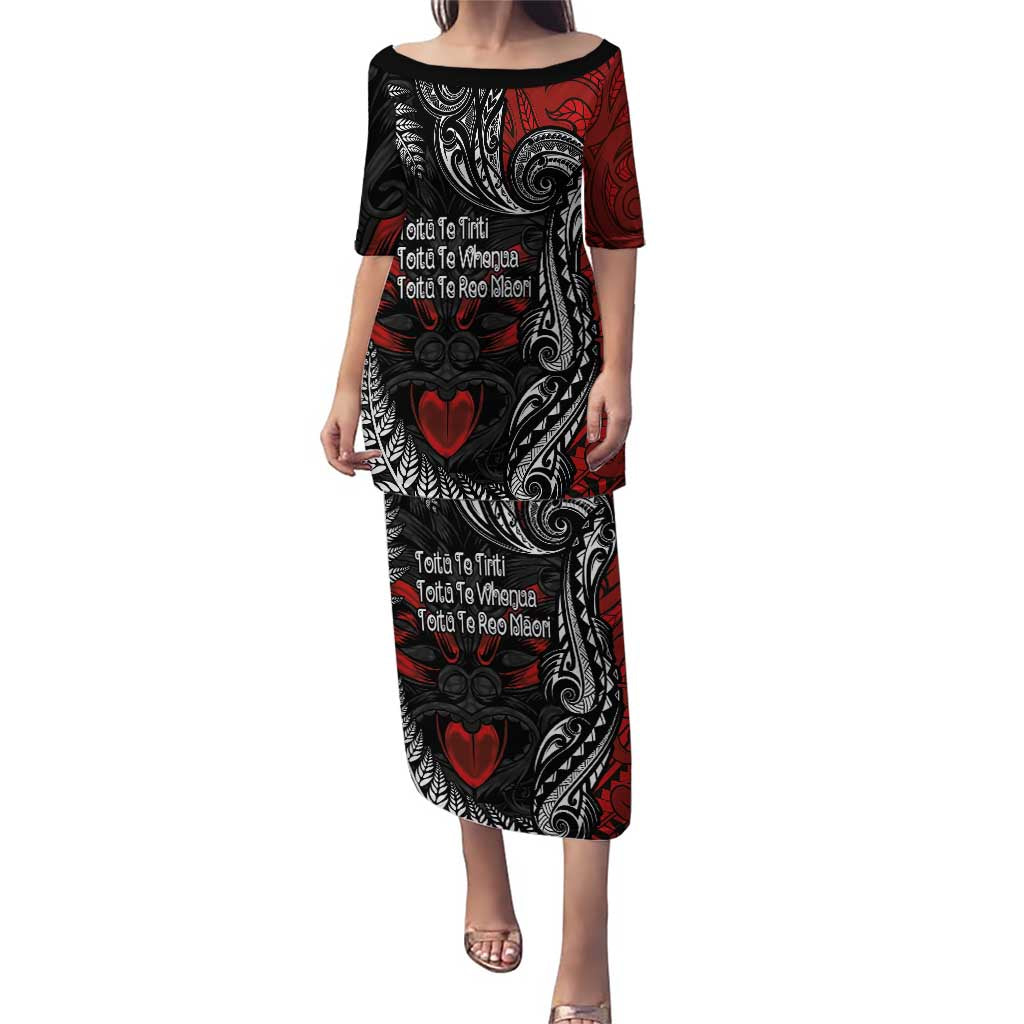Aotearoa Toitu Te Tiriti Puletasi New Zealand Honour the Treaty - Te Tiriti Is Us LT03 Long Dress Red - Polynesian Pride