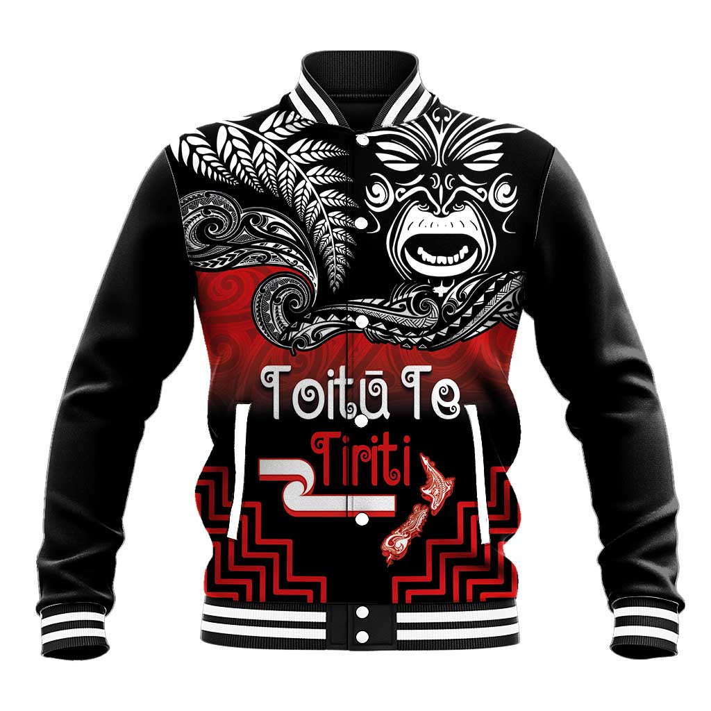 Aotearoa Toitu Te Tiriti Baseball Jacket New Zealand Honour the Treaty - Fight Together LT03 Unisex Red - Polynesian Pride