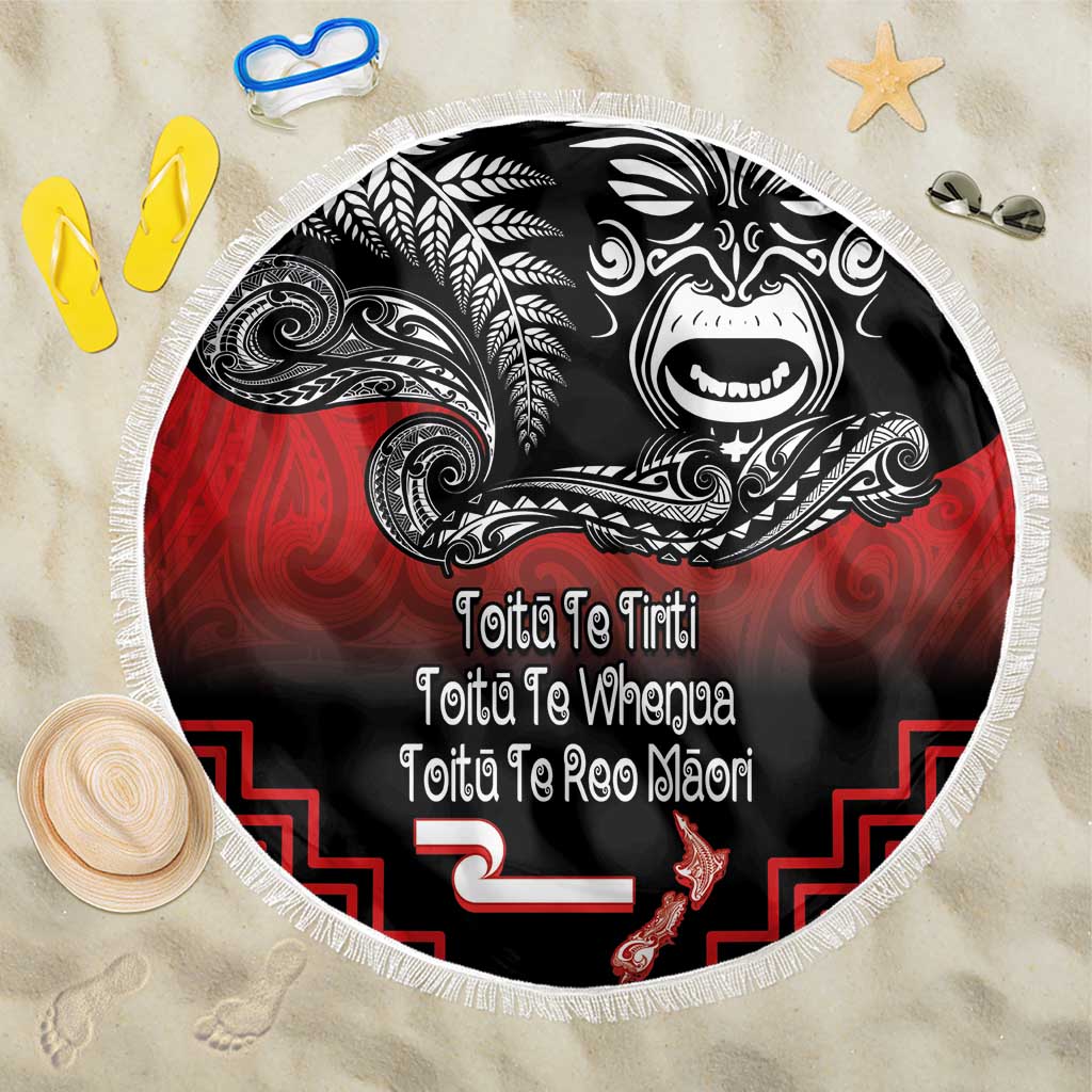 Aotearoa Toitu Te Tiriti Beach Blanket New Zealand Honour the Treaty - Fight Together LT03 One Size 150cm Red - Polynesian Pride