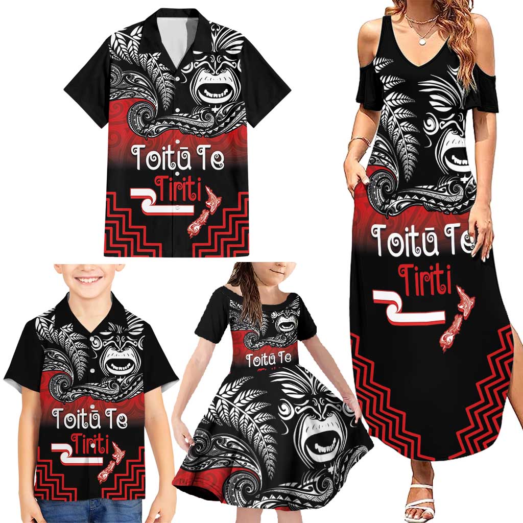 Aotearoa Toitu Te Tiriti Family Matching Summer Maxi Dress and Hawaiian Shirt New Zealand Honour the Treaty - Fight Together