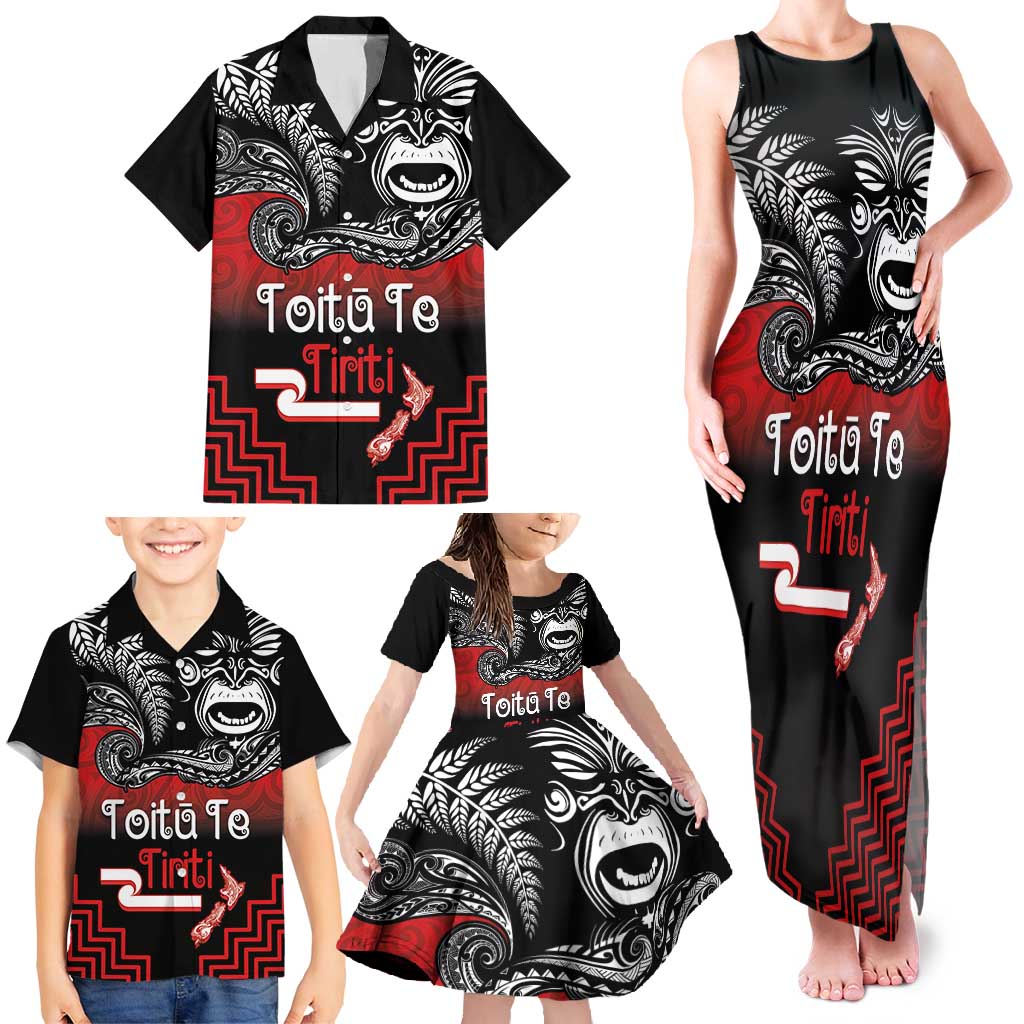 Aotearoa Toitu Te Tiriti Family Matching Tank Maxi Dress and Hawaiian Shirt New Zealand Honour the Treaty - Fight Together