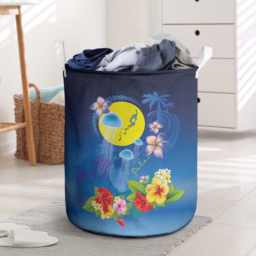 Palau Jellyfish Laundry Basket Ocean Heritage Tropical Plants LT03 Blue - Polynesian Pride