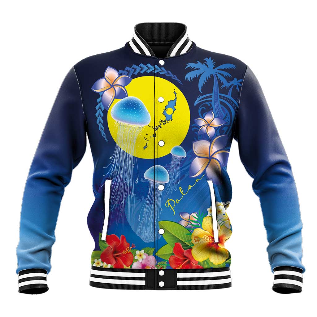 Palau Jellyfish Baseball Jacket Ocean Heritage Tropical Plants LT03 Unisex Blue - Polynesian Pride
