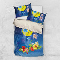 Palau Jellyfish Bedding Set Ocean Heritage Tropical Plants LT03 US Twin 172cm x 218cm Blue - Polynesian Pride