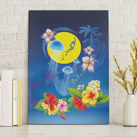 Palau Jellyfish Canvas Wall Art Ocean Heritage Tropical Plants LT03 Without Frame Blue - Polynesian Pride