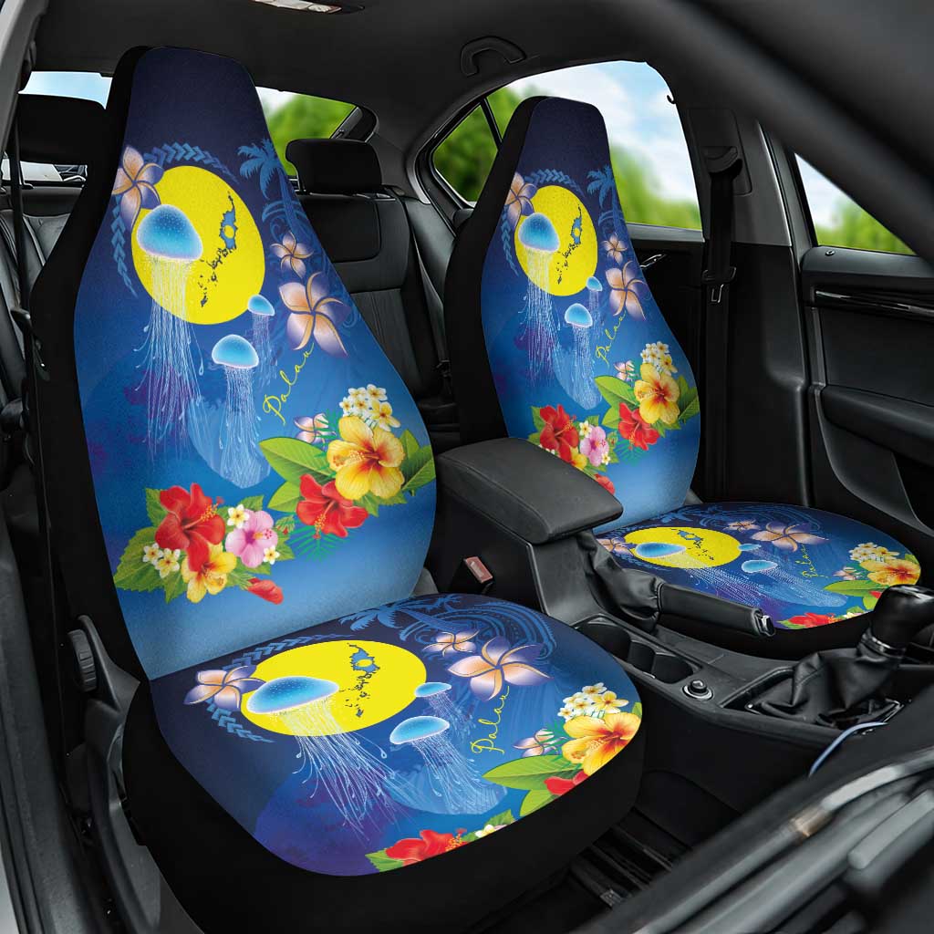 Palau Jellyfish Car Seat Cover Ocean Heritage Tropical Plants LT03 One Size Blue - Polynesian Pride