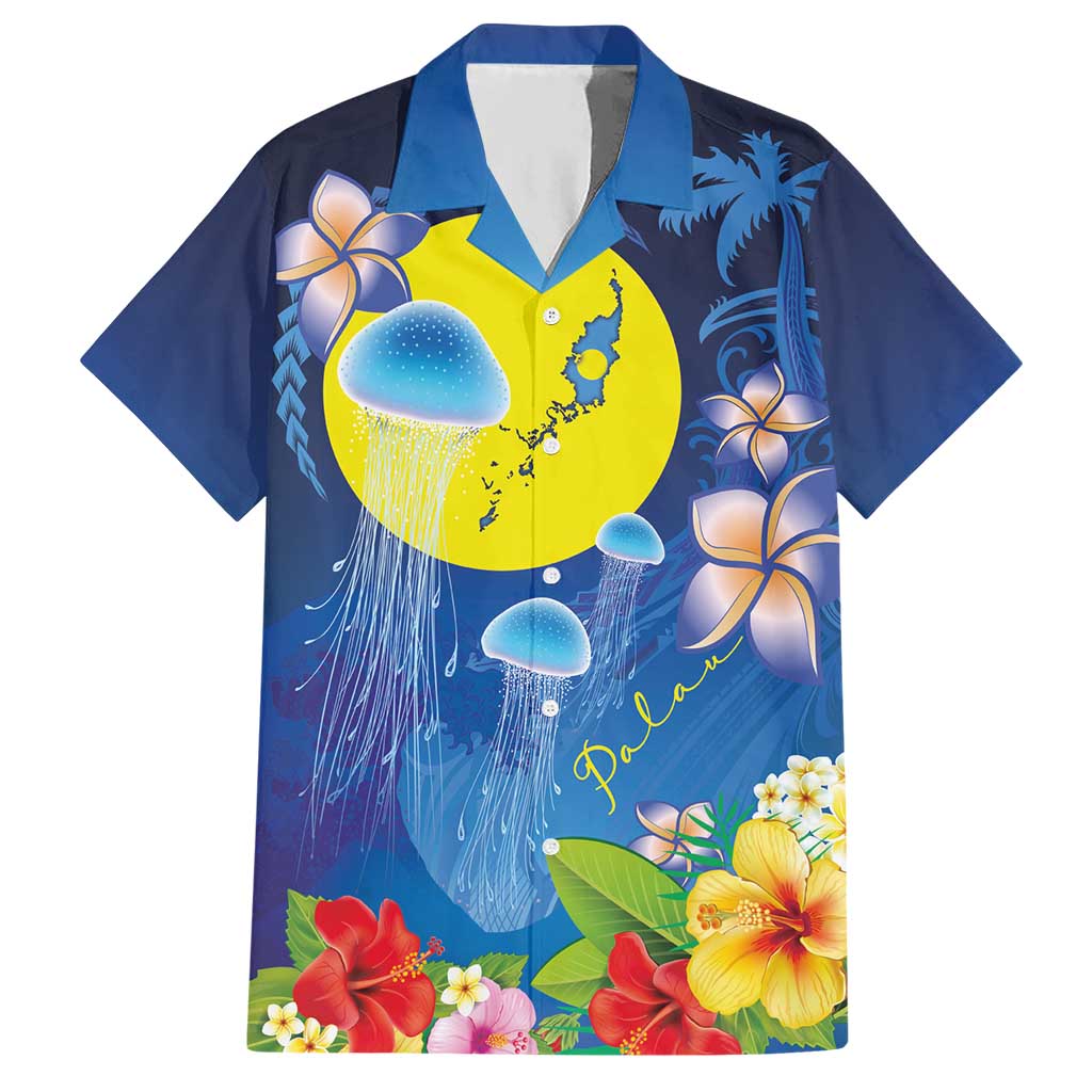 Palau Jellyfish Hawaiian Shirt Ocean Heritage Tropical Plants LT03 Blue - Polynesian Pride