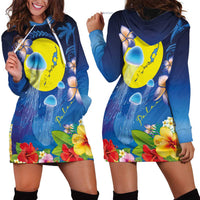 Palau Jellyfish Hoodie Dress Ocean Heritage Tropical Plants LT03 - Polynesian Pride
