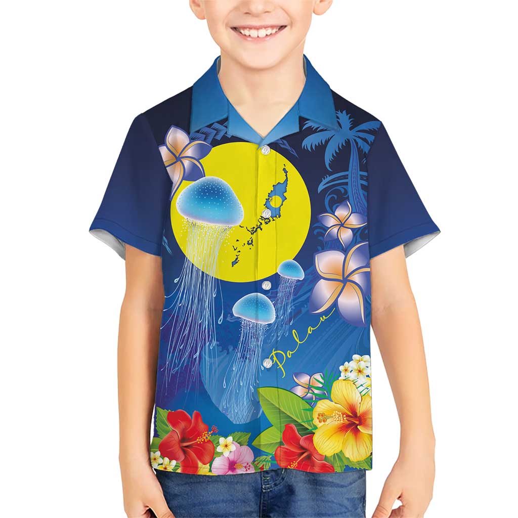 Palau Jellyfish Kid Hawaiian Shirt Ocean Heritage Tropical Plants LT03 Kid Blue - Polynesian Pride