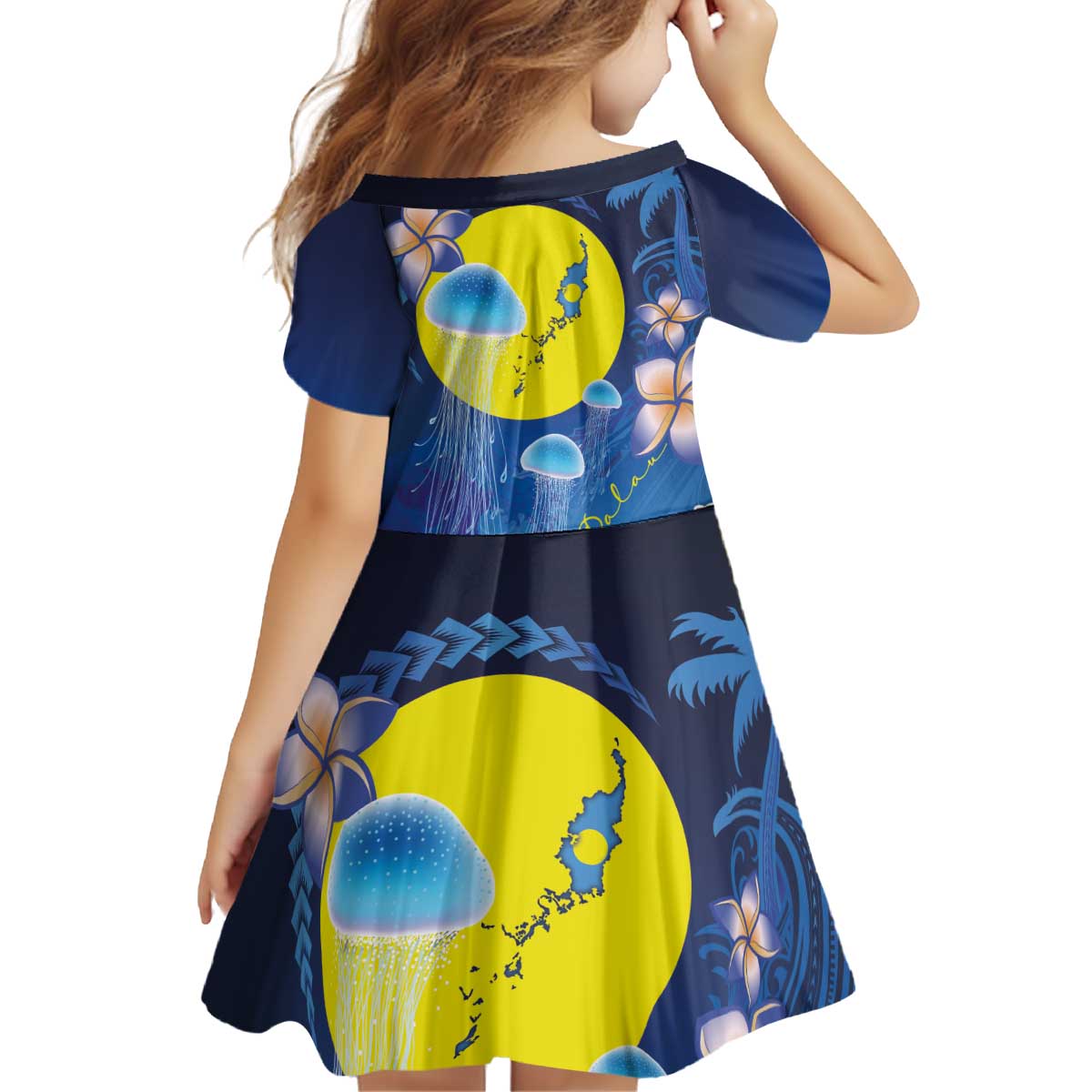 Palau Jellyfish Kid Short Sleeve Dress Ocean Heritage Tropical Plants LT03 - Polynesian Pride