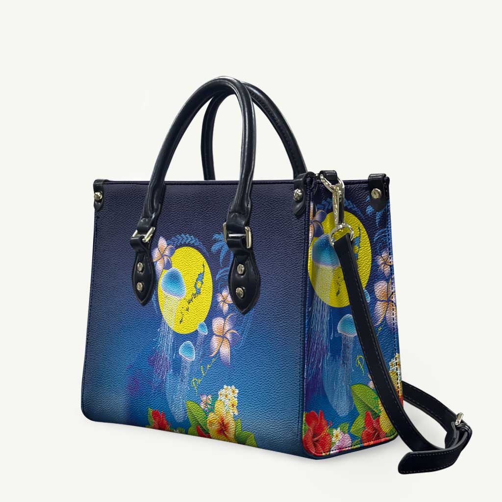 Palau Jellyfish Leather Bag Ocean Heritage Tropical Plants LT03 Blue - Polynesian Pride
