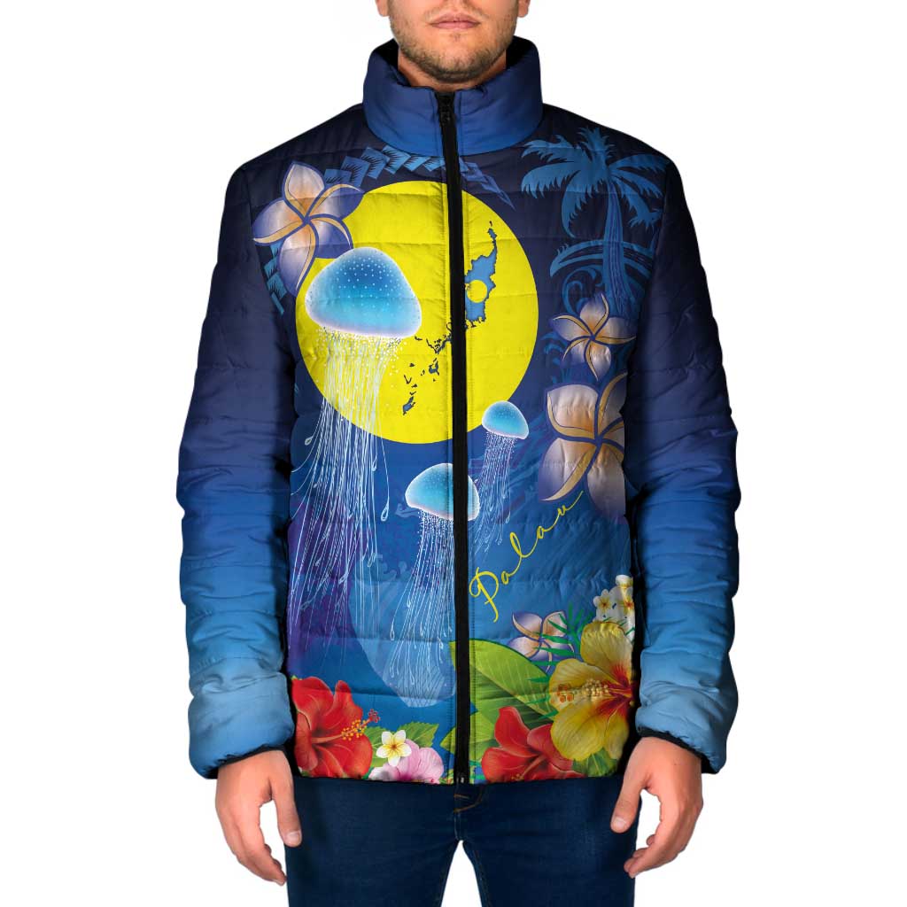 Palau Jellyfish Padded Jacket Ocean Heritage Tropical Plants LT03 Men Blue - Polynesian Pride