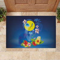 Palau Jellyfish Rubber Doormat Ocean Heritage Tropical Plants LT03 Blue - Polynesian Pride
