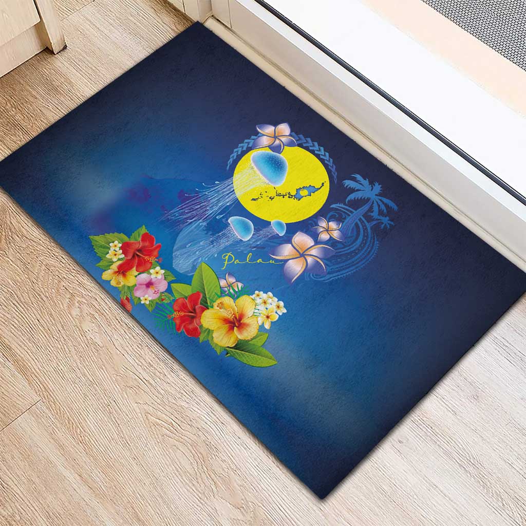 Palau Jellyfish Rubber Doormat Ocean Heritage Tropical Plants LT03 - Polynesian Pride