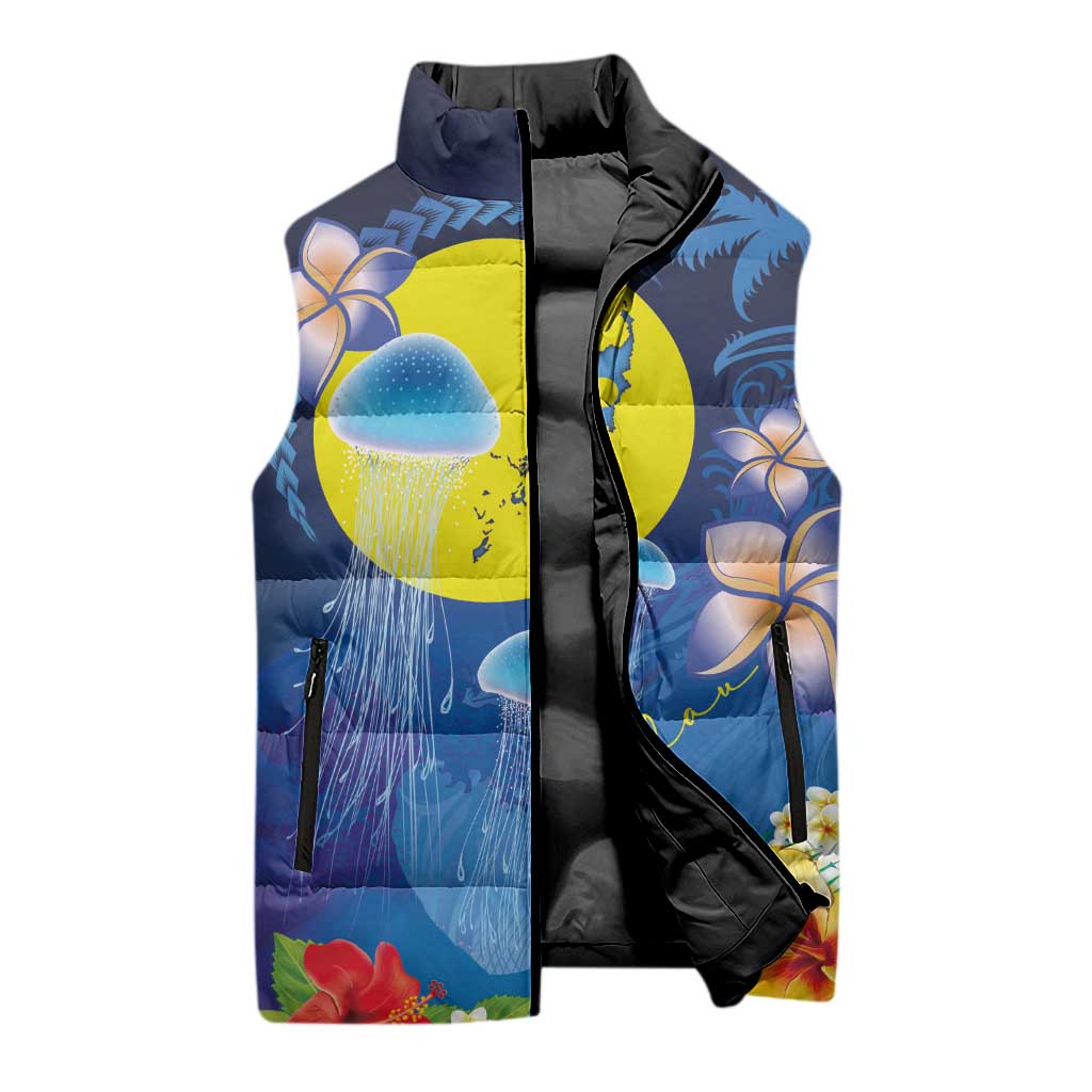 Palau Jellyfish Sleeveless Puffer Jacket Ocean Heritage Tropical Plants LT03 - Polynesian Pride