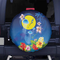 Palau Jellyfish Spare Tire Cover Ocean Heritage Tropical Plants LT03 No hole Blue - Polynesian Pride