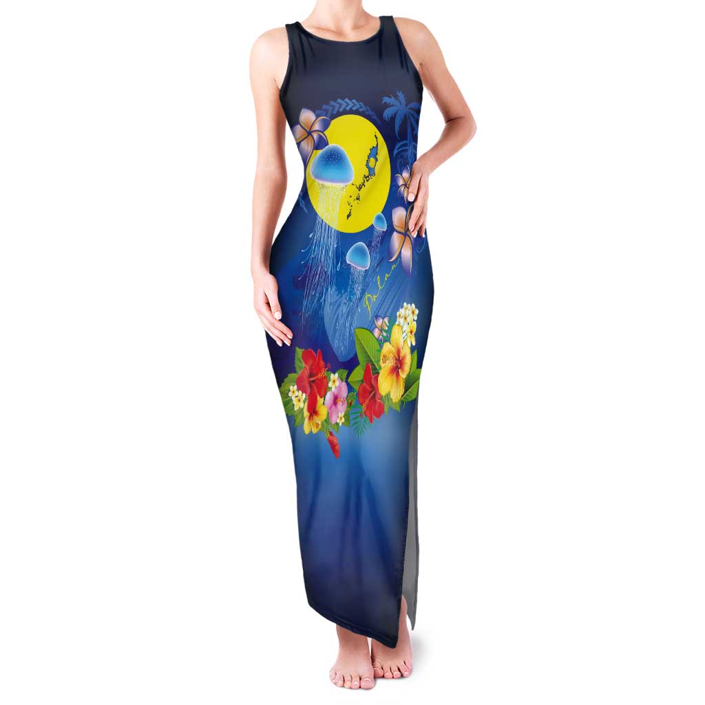 Palau Jellyfish Tank Maxi Dress Ocean Heritage Tropical Plants LT03 Women Blue - Polynesian Pride