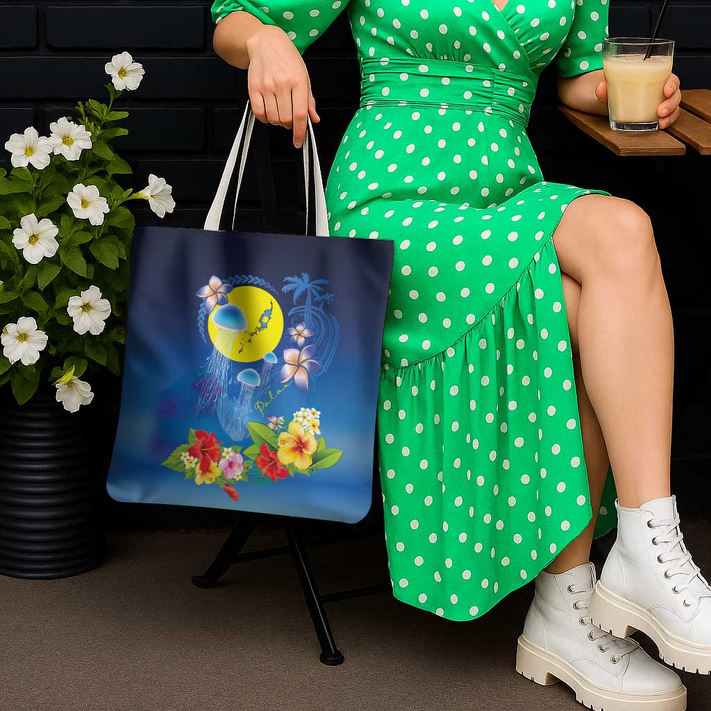Palau Jellyfish Tote Bag Ocean Heritage Tropical Plants LT03 - Polynesian Pride