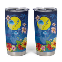 Palau Jellyfish Tumbler Cup Ocean Heritage Tropical Plants LT03 Blue - Polynesian Pride
