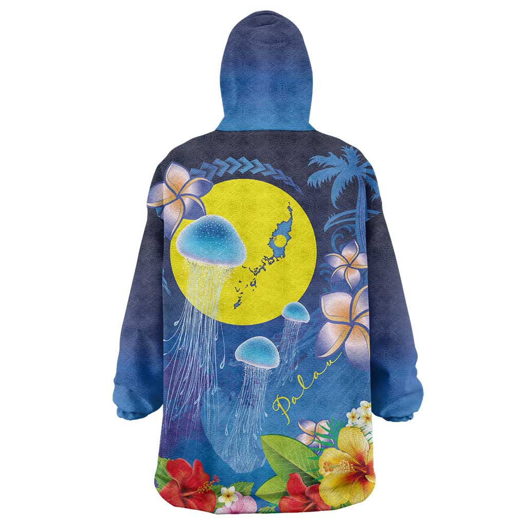 Palau Jellyfish Wearable Blanket Hoodie Ocean Heritage Tropical Plants LT03 - Polynesian Pride