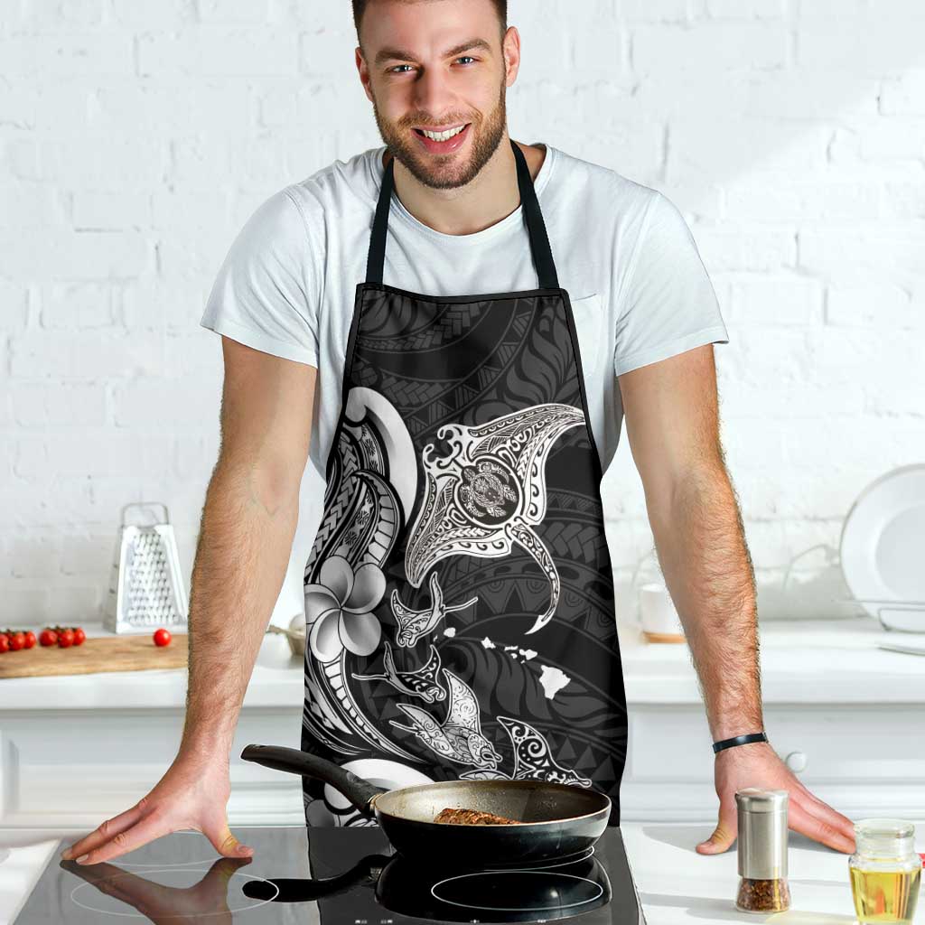 Hawaiian Manta Rays Apron Tribal Hibiscus Polynesian Tattoos Black Color LT03 - Polynesian Pride