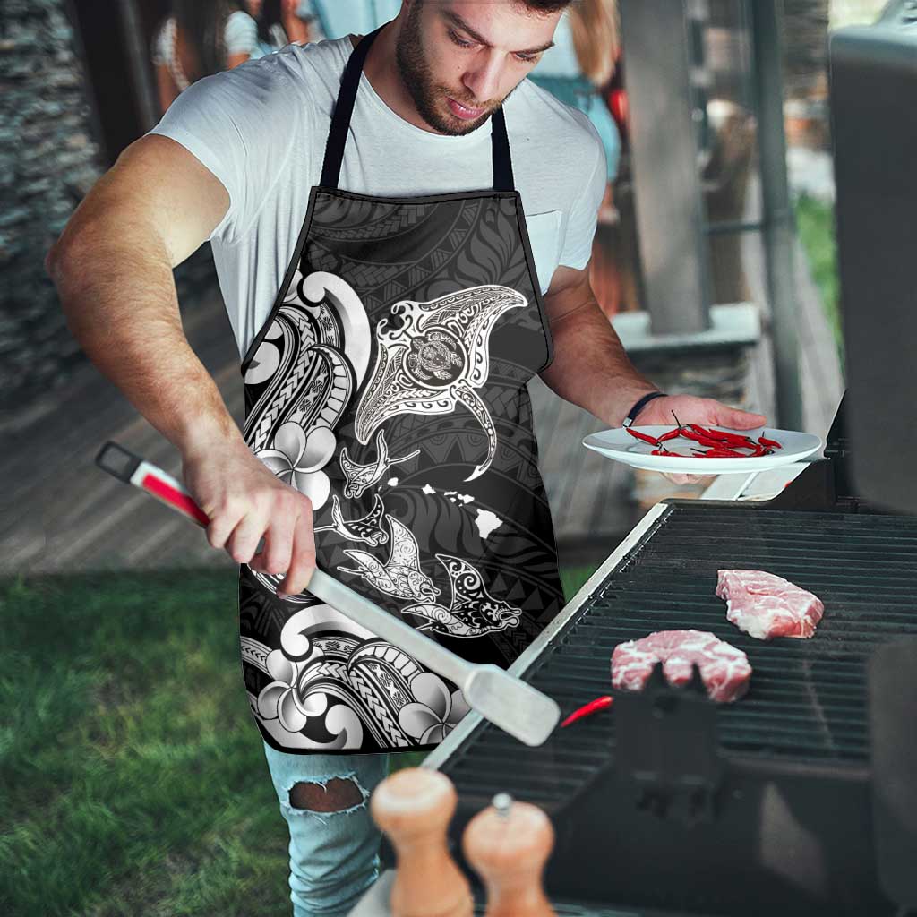 Hawaiian Manta Rays Apron Tribal Hibiscus Polynesian Tattoos Black Color LT03 - Polynesian Pride