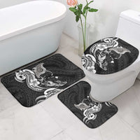 Hawaiian Manta Rays Bathroom Set Tribal Hibiscus Polynesian Tattoos Black Color LT03 - Polynesian Pride