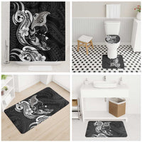 Hawaiian Manta Rays Bathroom Set Tribal Hibiscus Polynesian Tattoos Black Color LT03 - Polynesian Pride