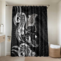 Hawaiian Manta Rays Bathroom Set Tribal Hibiscus Polynesian Tattoos Black Color LT03 Shower Curtain Only Black - Polynesian Pride